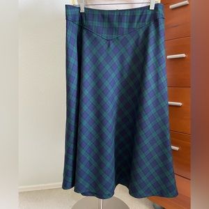 Pendleton Wool Plaid Midi Skirt Navy Green Size 10P Petite